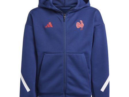 adidas France 2024 25 Kids Rugby Full-Zip Travel Hoodie on Sale