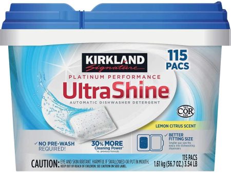 Kirkland Signature UltraShine Dishwasher Detergent Pacs, Lemon Citrus Pack of 115 Ct Online Sale