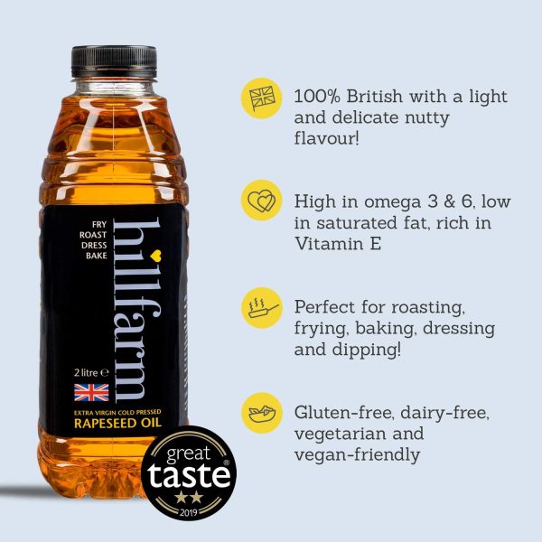 Hillfarm Extra Virgin Cold Pressed Rapeseed Oil Pack of 2L Fashion