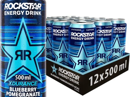 Rockstar XDurance Energy Drink, Blueberry Pomegranate and Acai, 12 x 500 ml For Discount