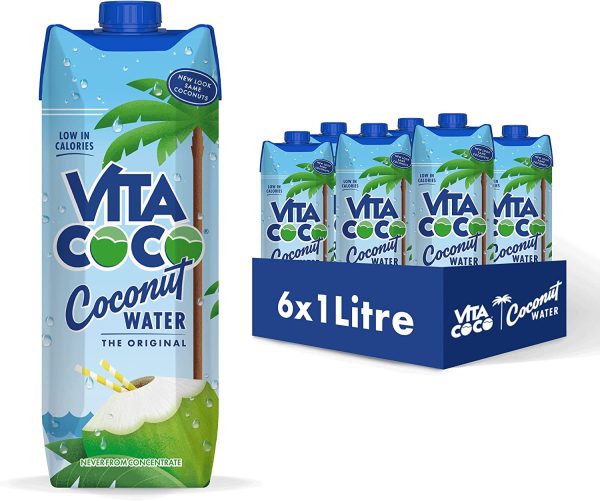 Vita Coco - Pure Coconut Water (1L x 6) - Naturally Hydrating - Packed With Electrolytes - Gluten Free - Full Of Vitamin C & Potassium Sale