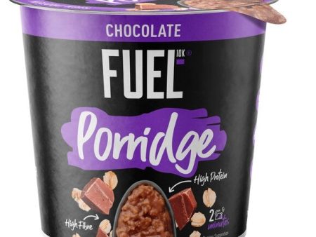 FUEL10K Porridge Pots, Chocolate - 12x70g - High Protein On The Go Breakfast Supply